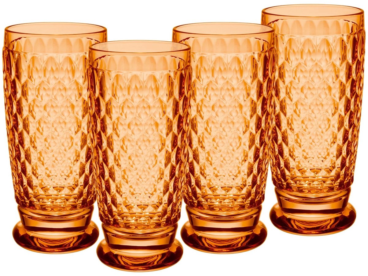 Solidchoice - Set van 4 Gekleurde Longdrinkglazen van Kristalglas