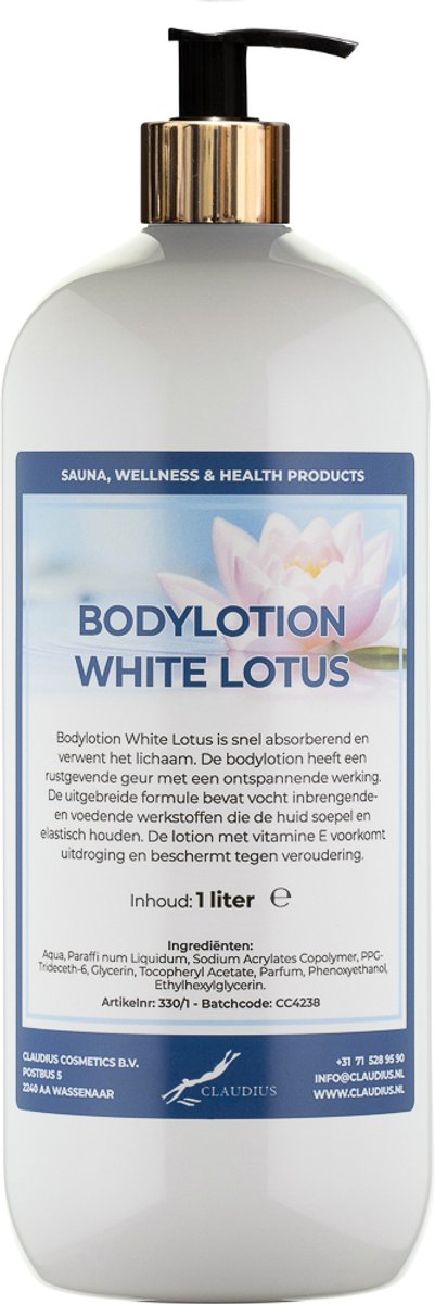 Bodylotion White Lotus 1 liter met gouden pomp