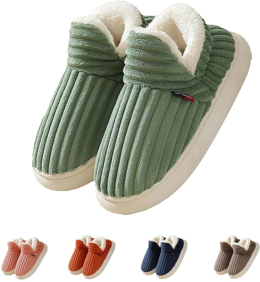 Solidchoice - Warme Dames Winterslippers Antislip Pluche (40/41 EU, Groen)