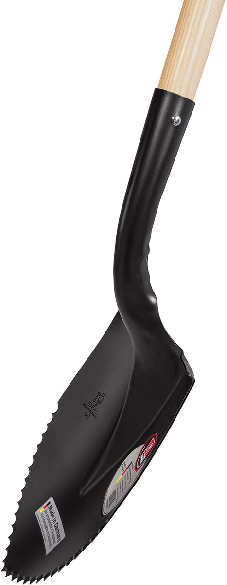Zwarte gekartelde spade met essenhouten steel, 300x220mm van Polet. — afbeelding 4