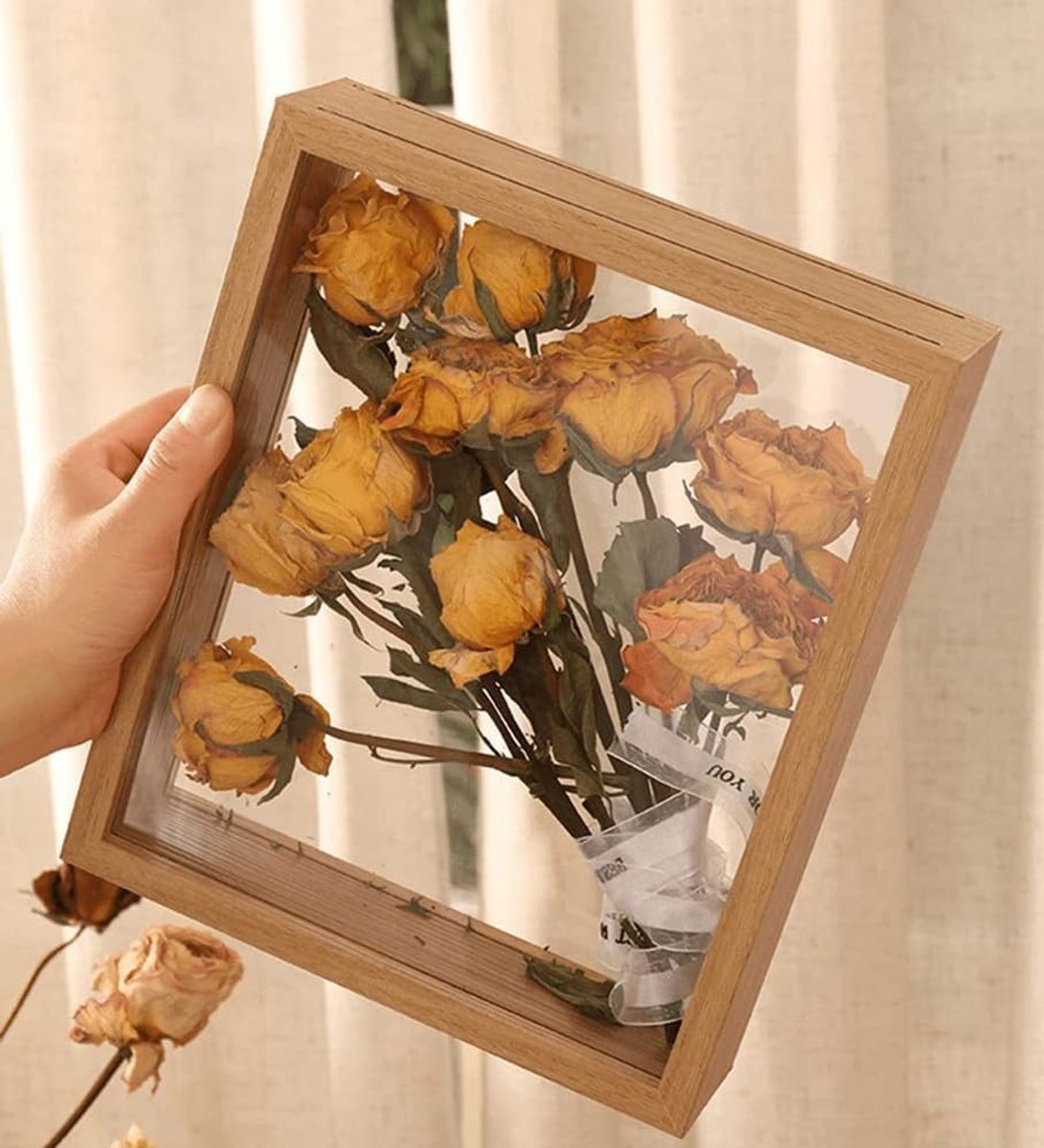 Solidchoice - Houten Fotolijst 8x10 met Gedroogde Bloemen