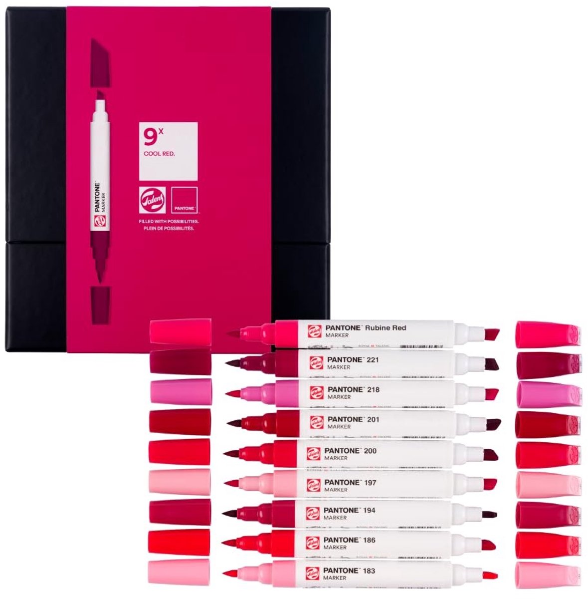 Solidchoice - Pantone Marker Set van 9 Cool Red met Duo-Tip