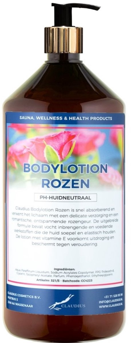 Bodylotion Rozen 1 liter met gouden pomp