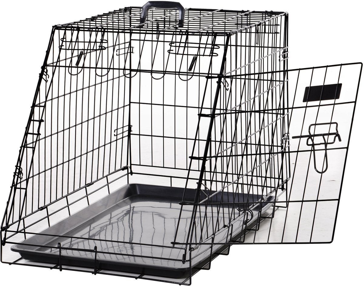Transportkooi voor honden - maat L - 77 x 47 x 55 cm - metaal - zwart