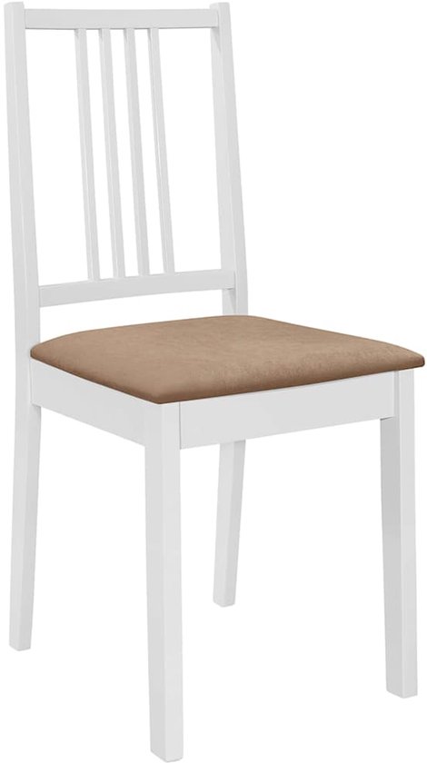 vidaXL Chaises de salle à manger avec coussins 2 pcs Bois massif Blanc - Chaise de salle à manger - Chaises de salle à manger - Chaise de salle à manger - Chaises de salle à manger