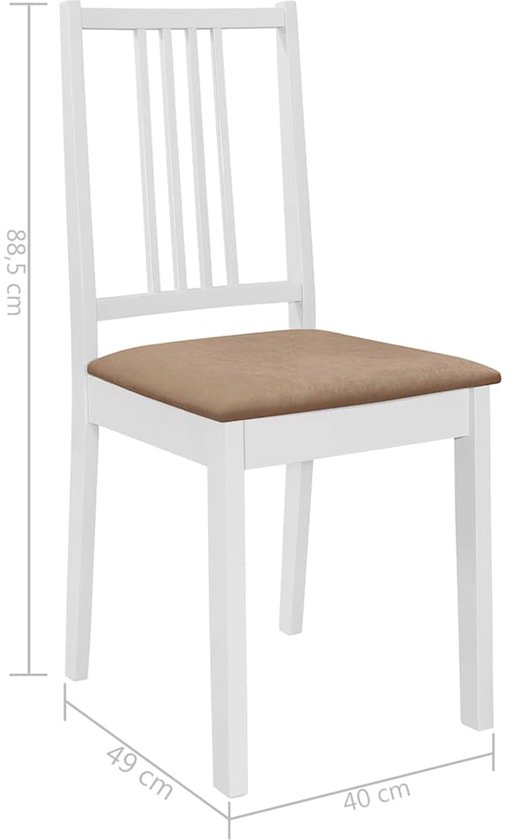vidaXL Chaises de salle à manger avec coussins 2 pcs Bois massif Blanc - Chaise de salle à manger - Chaises de salle à manger - Chaise de salle à manger - Chaises de salle à manger