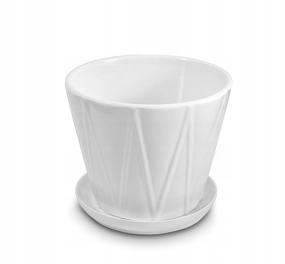 Keramische Pot/Plantenbak Wit 14,5cm met Schotel