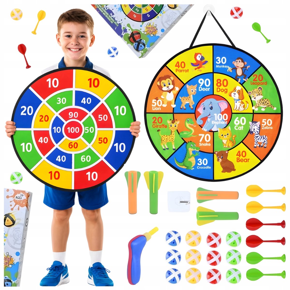 Dubbelzijdige Dartbord Set voor Kinderen - 66cm met 22 Pijltjes