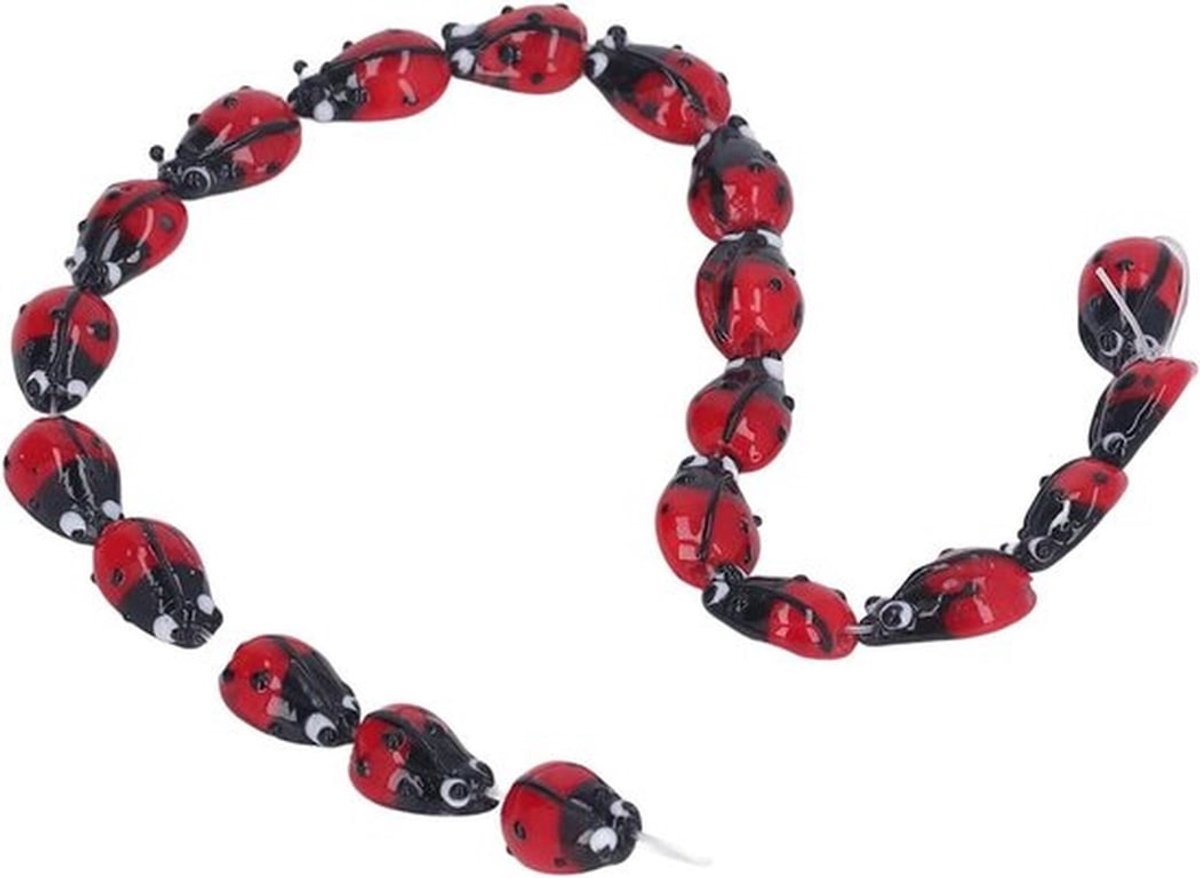 20 Stuks Rode Glazen Lieveheersbeestje Losse Spacer Kralen voor DIY Sieraden, Oorbellen, Armbanden en Kettingen maken