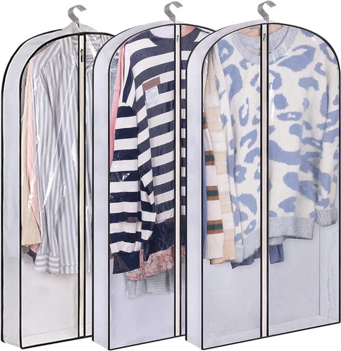 Kledinghoezen voor het Opbergen van Kleding, Moth Proof en Vochtbestendig, Set van 3 voor Jassen, Jurken en Overhemden - 100 cm Lang