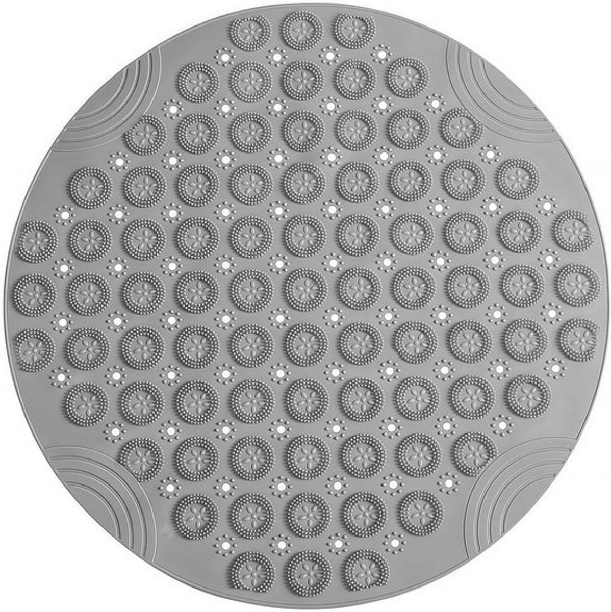 Ronde Douchemat van 55 cm, Antislip Badmat met Zuignappen, Machinewasbaar en Sneldrogend, Voetmassage voor Badkamergebruik