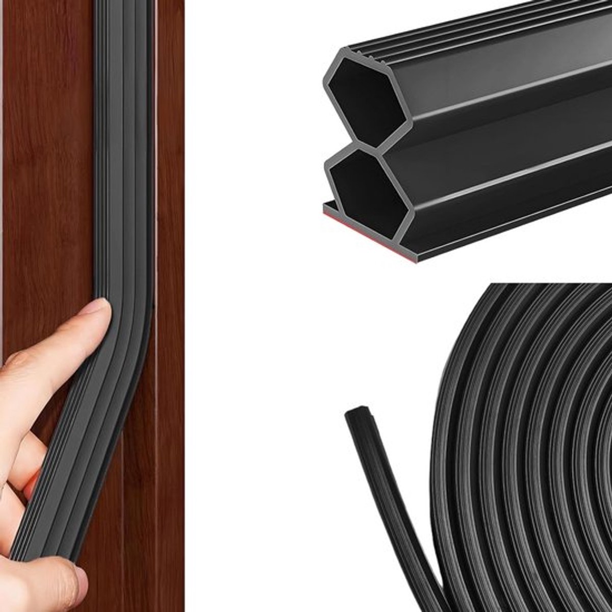 Zelfklevende Rubber Deurrubber 6 m - Waterdicht, Geluiddicht en Stofdicht voor Deuren en Ramen (10x12 mm)