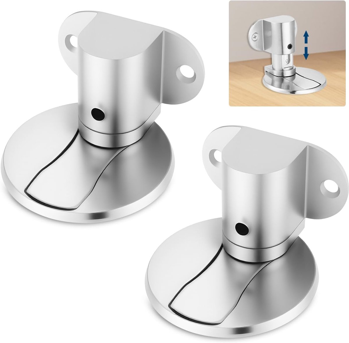Magnetische deurstopper - 2 stuks - vloermontage met instelbare hoogte - wandbescherming - design voor binnen - magnetische deurhouder met plakband of schroeven - deurhouder voor bescherming van de muur