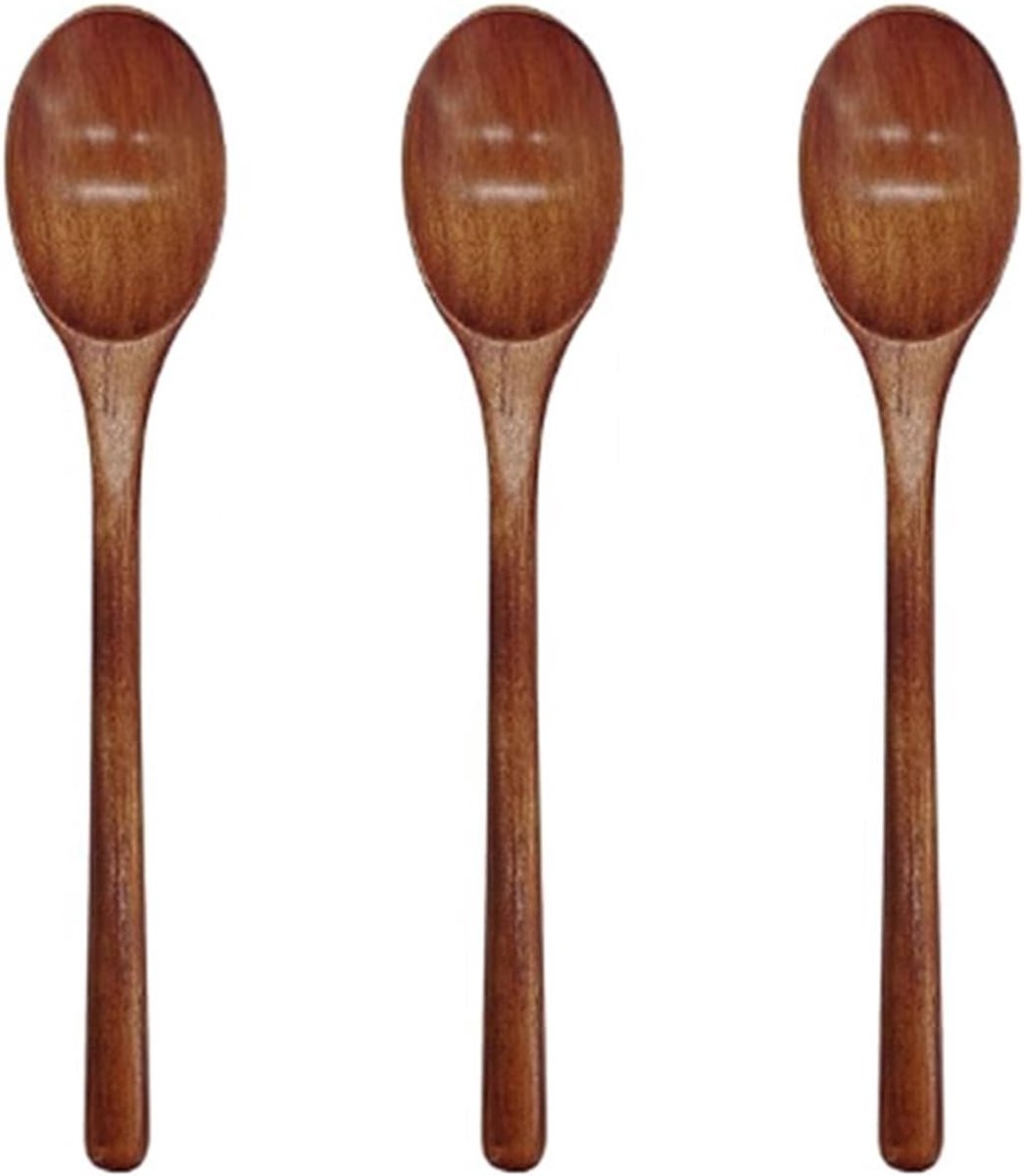 Houten lepels met lange steel - 9 - 25 inch houten menglepels soeplepel houten tafellepels kleine houten kooklepels om te bakken - roeren (3 stuks)