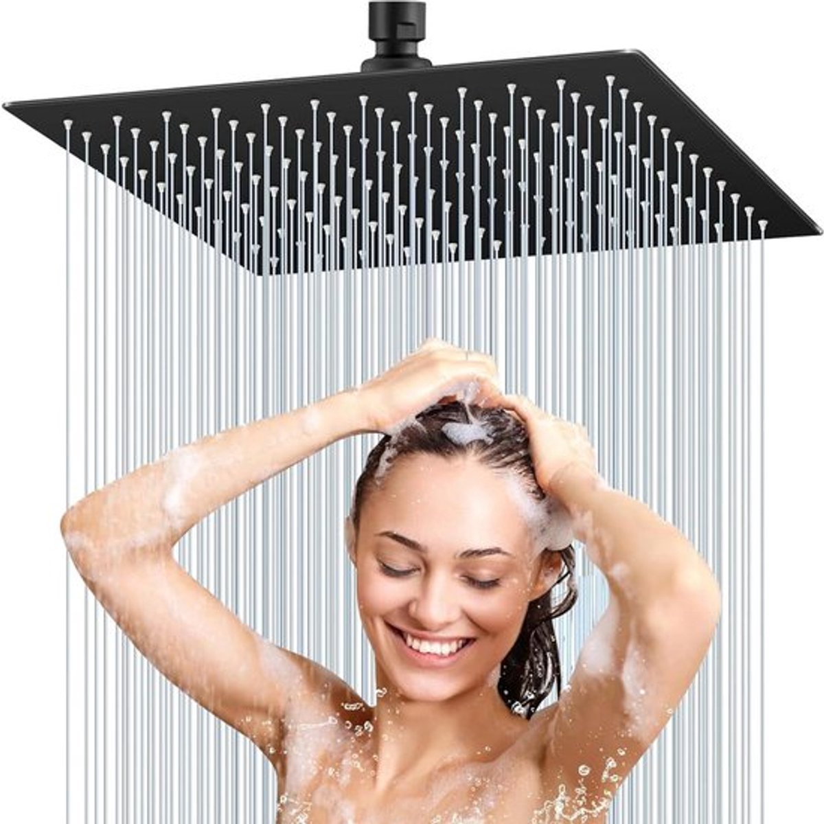 Vierkante Regen Douchekop van 30x30 cm in Geborsteld Chroom, Zelfreinigend, Luxe Douche-ervaring, Waterbesparend en Eenvoudig te Installeren