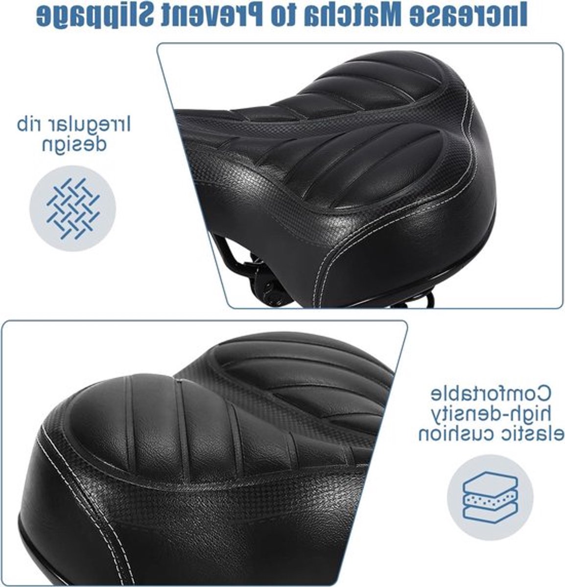 Ergonomisch Fietszadel met Dubbele Vering, Comfortabel en Ademend voor Mountainbike en Racefiets, Zwart
