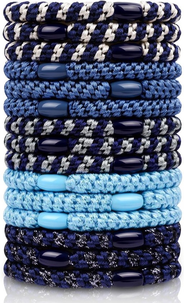 15 Stuks Haarbanden en Haarstrikken voor Dames, Elastische Haaraccessoires voor Dikker en Krullend Haar, Gemengde Kleuren