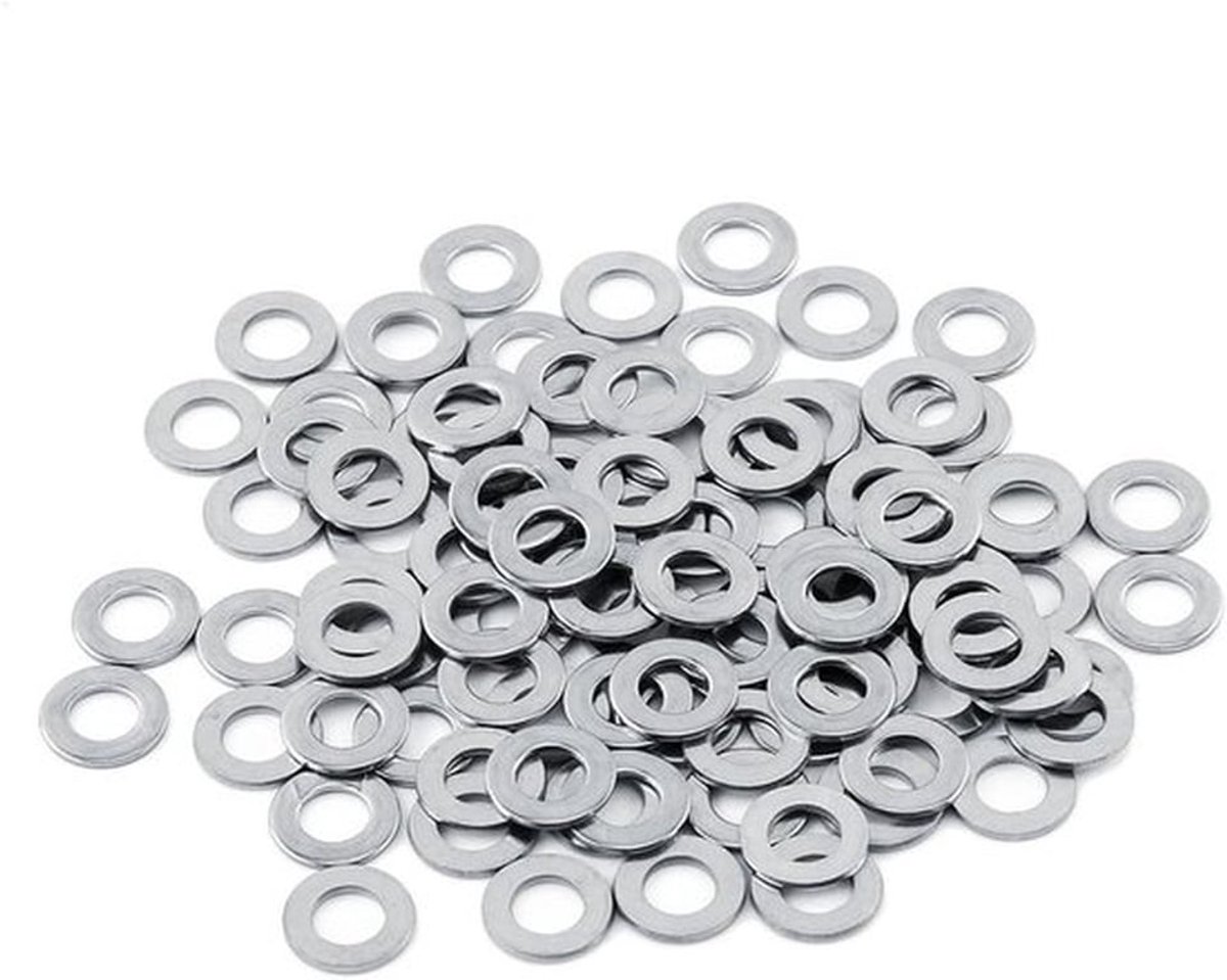 100 Stuks RVS Metalen Platte Ringen Set voor Schroefreparatie - M3, M4, M5, M6, M8, M10 - Ideaal voor Thuis en Auto Werkplaats Gebruik