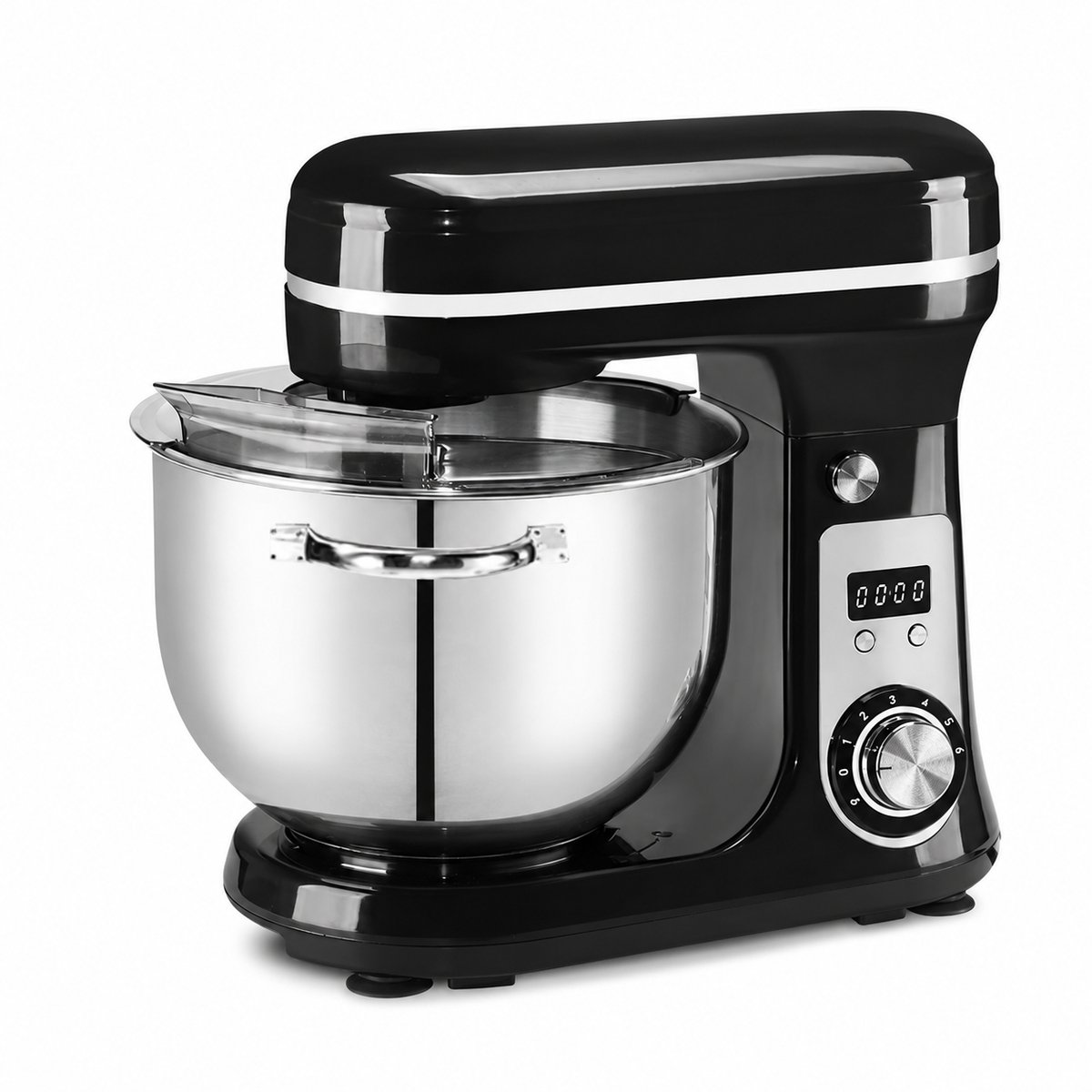 AALVERO - Deegmixer - Keukenmachine - Zweepdeegkneder - Inclusief accessoires - 6 snelheden - 6L - Stille motor - 1200W - Zwart