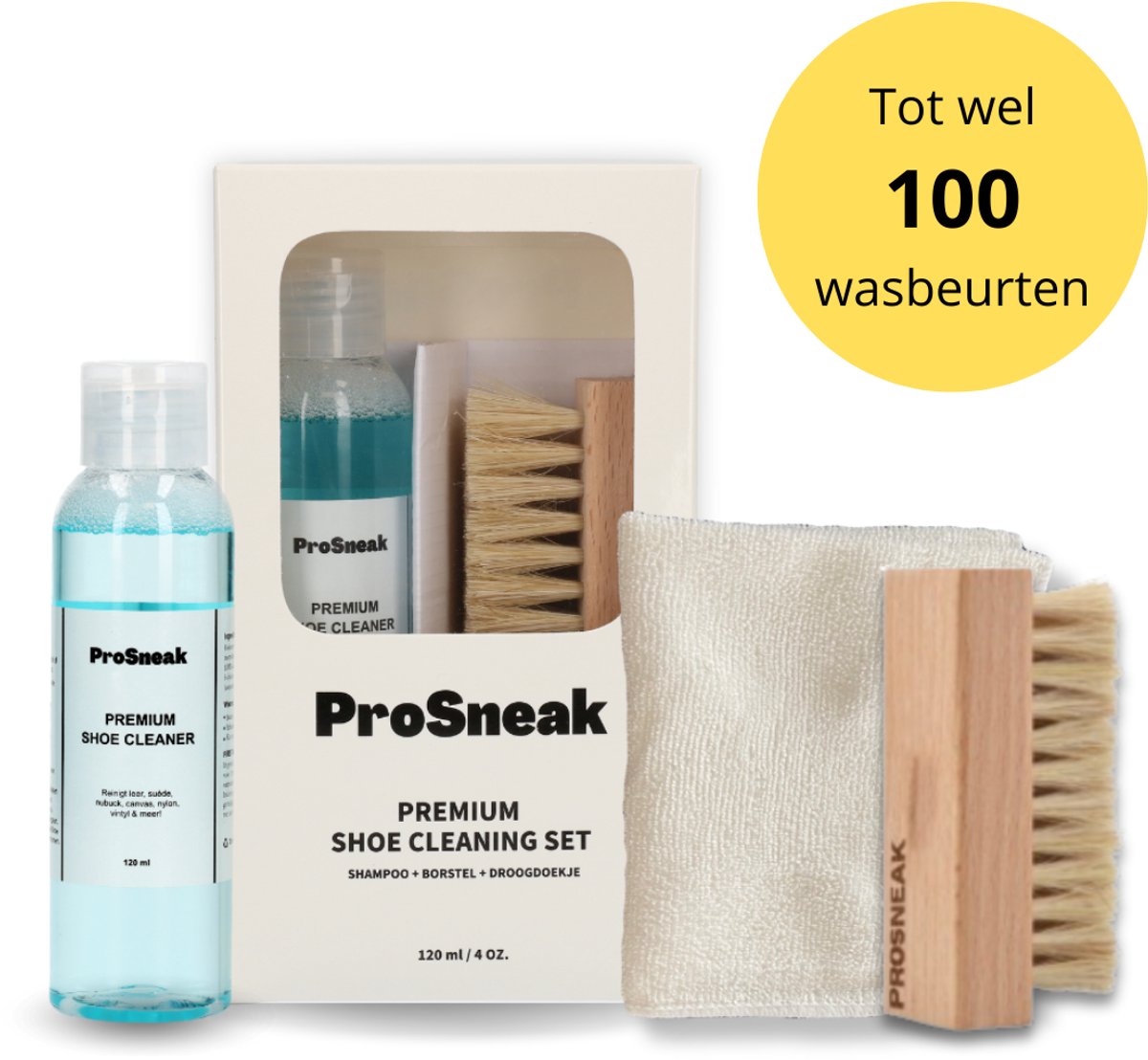 ProSneak - Sneaker Cleaning Set - 100 Wasbeurten - Voor ieder Materiaal - Alles in 1 Set