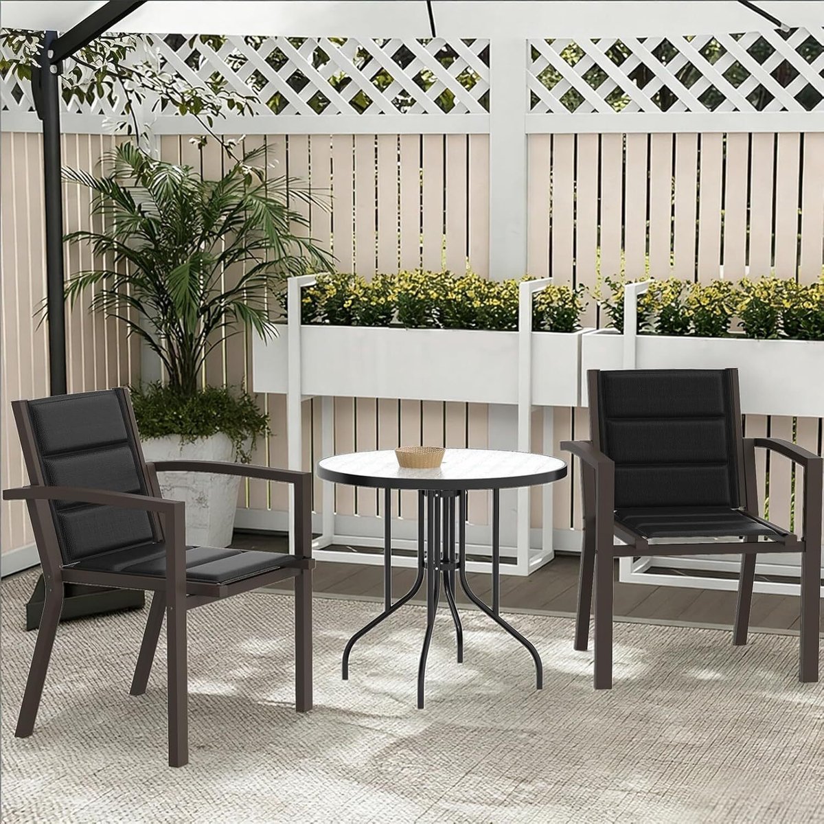 Devoko Aluminium Tuinstoelen 2x - Fauteuils -Tuinstoel - Teslinstof + sneldrogend katoen - Stapelbaar - Versterkte boogconstructie - 57x60x82 - 160 kg - Geschikt voor kamperen, terrassen en tuinen - Bruin