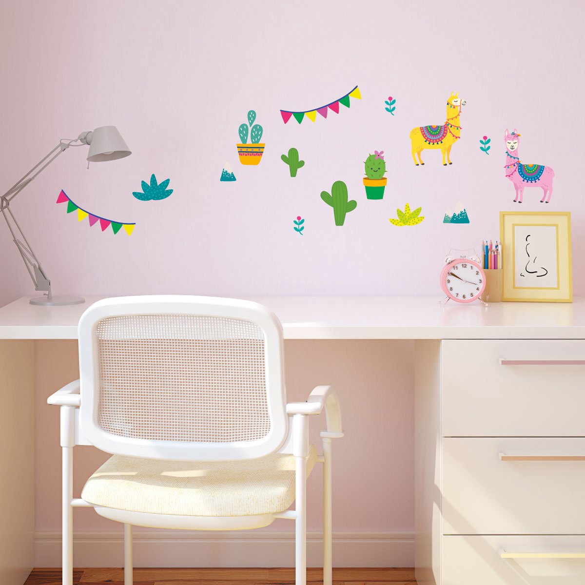 Ambiance Sticker Muurstickers - BERGLAMA'S - transparante zelfklevende achtergrond - 70x70cm Multi color