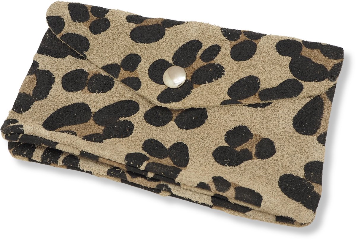 Bijoutheek Portemonnee Leer Italiaans Groot Suede Panter A