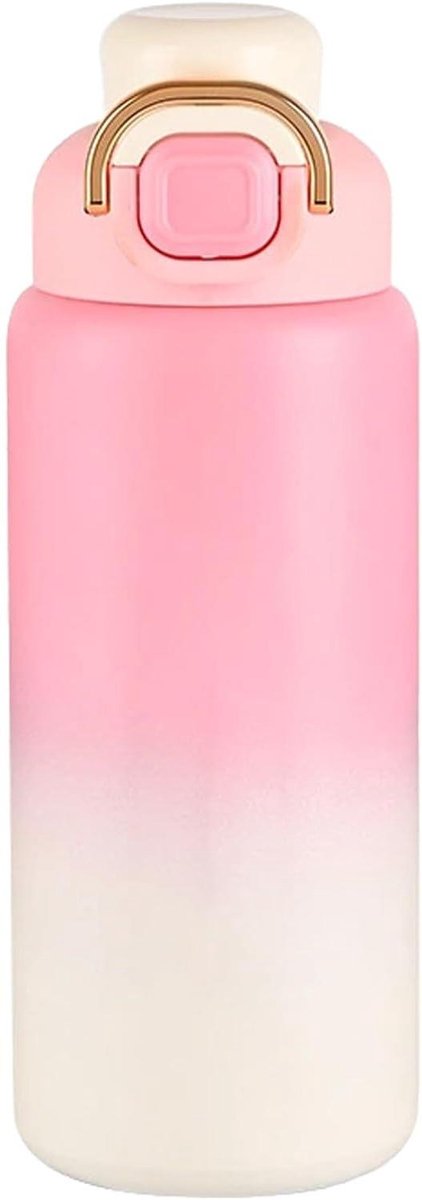 Geïsoleerde Drinkfles - Waterfles Rietje - Hydratatie Onderweg - Vacuüm Isolatie - 650 ml - Roze Wit