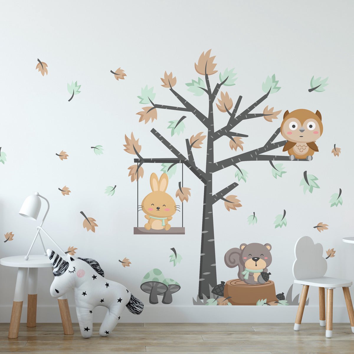 Ambiance Sticker Muurstickers - GEKKE BOSDIEREN - Zelfklevende stickers - 105x80cm Multi color