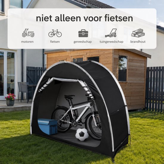 Sello! waterdichte fietstent - schuurtent - opslagtent - 2 fietsen - opvouwbaar - uv-bestendig - L220 x B150 x H175 cm - zwart — afbeelding 2