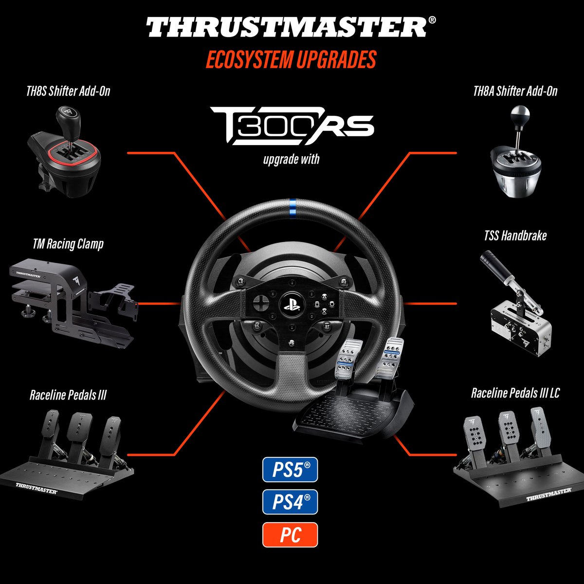 Thrustmaster T300 RS GT Force Feedback Racestuur - Inclusief 3 Pedalen (T3PA) - Geschikt voor PS5 / PS4 / PC - 3,9 Nm - Geschikt voor Forza Horizon 6 (PC) — cadeau in Games, Films & Muziek - foto 2