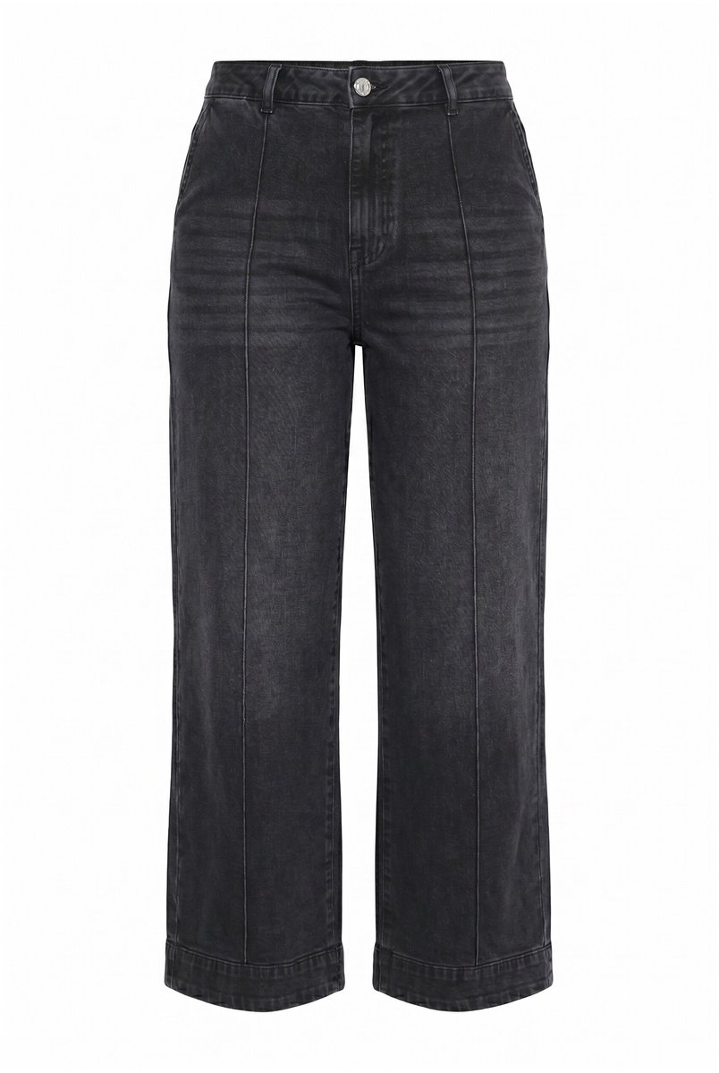 MIAMODA - Dames - Jeans wijde pijp - Zwart - Maat 46