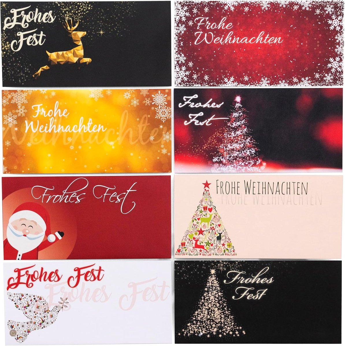 Kerstenveloppen DIN lang (220 x 110 mm) - zelfklevend - hoogwaardige enveloppen voor Kerstmis in verschillende - ShopVlot