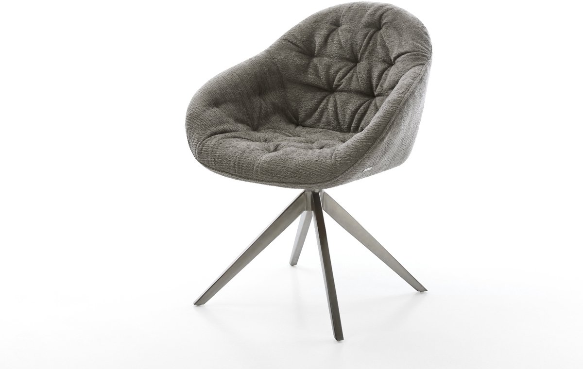 Eetkamerstoel Gaio-Flex kruisframe breed grafiet bouclé zacht mud 360° draaibaar rocker-functie
