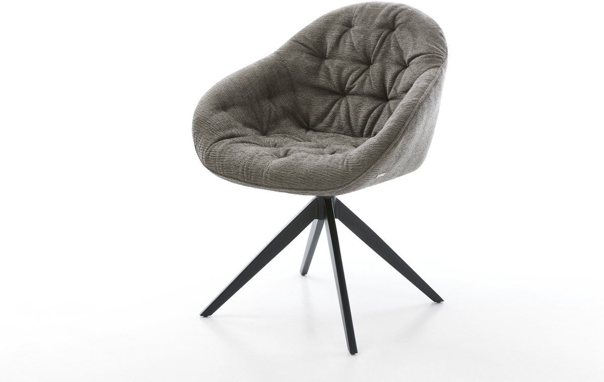 Eetkamerstoel Gaio-Flex kruisframe breed zwart bouclé zacht mud 360° draaibaar rocker-functie