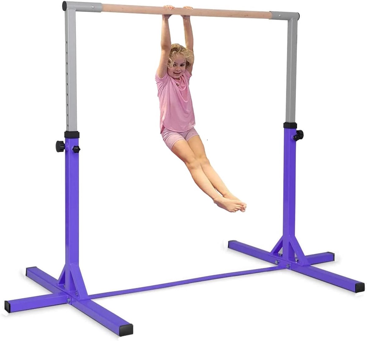 Kids Gymnastics Bar Adjustable Horizontal Bar for Home Gym Training Equipment (Purple) - ShopVlot