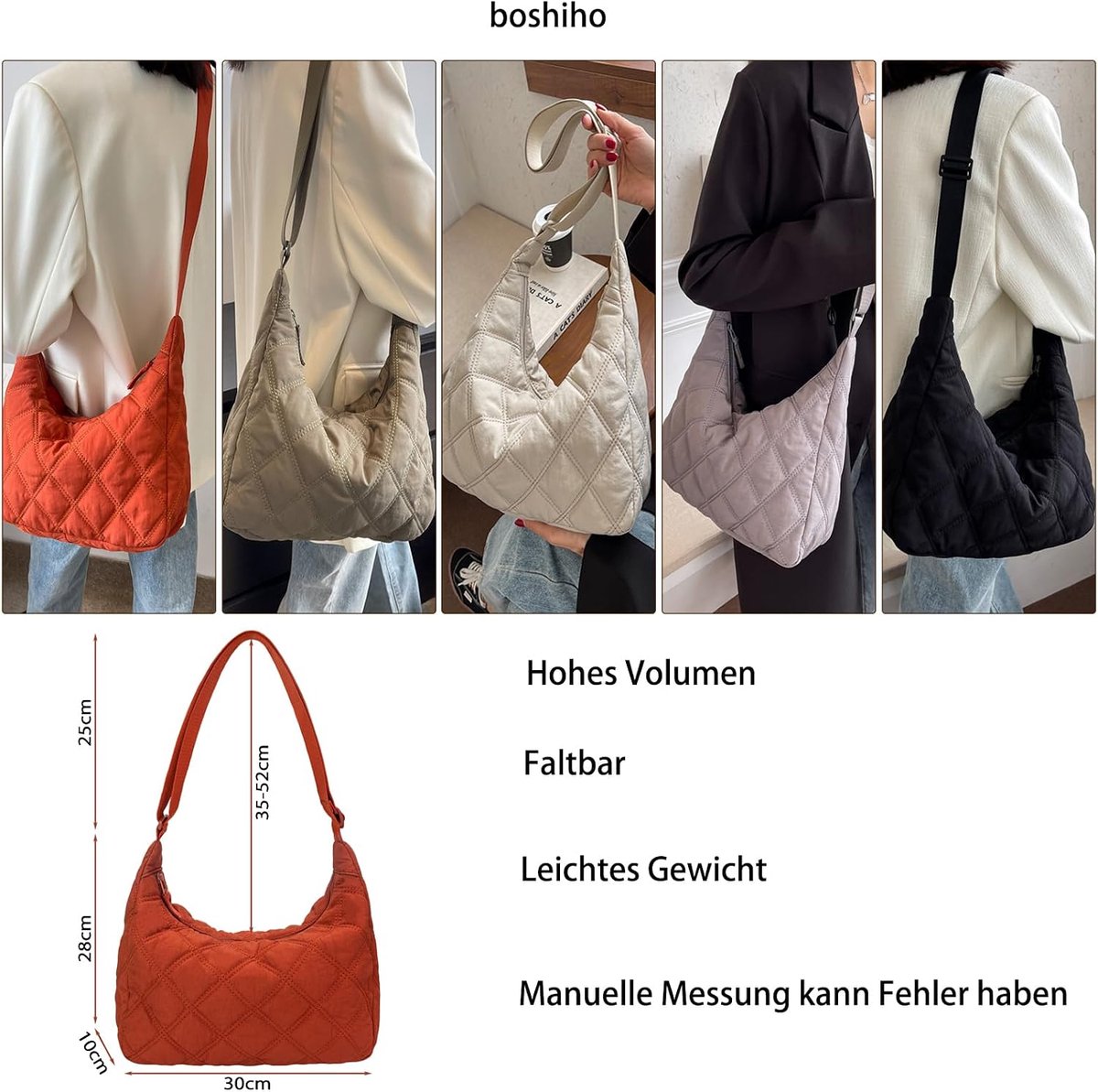 boshiho Padded bag for hanging, buffer shoulder bag for women, padded bag, large ladies, buffer bag, crossbody bag - ShopVlot
