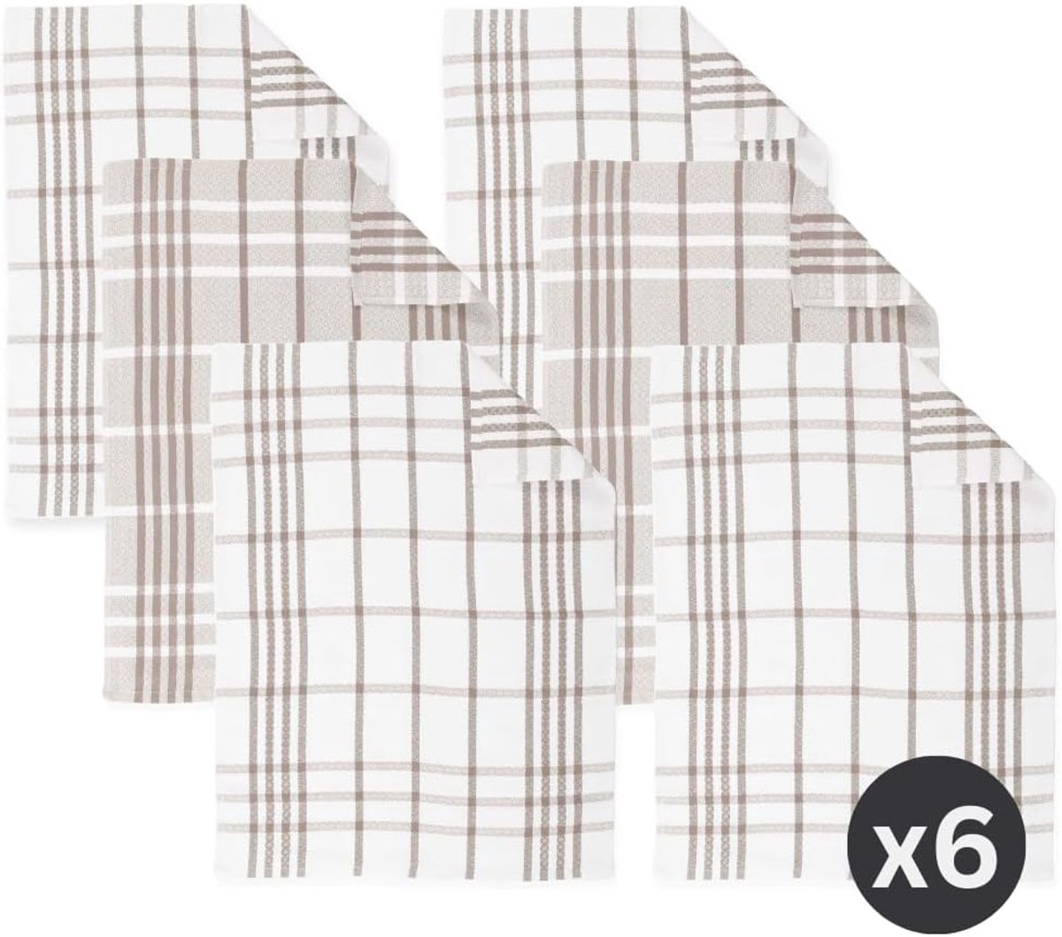 Tiseco Home Studio - Kitchen Towels - SET/6-100% organic cotton - Ultra-absorbent and quick-drying - 50x70cm - Beige - ShopVlot