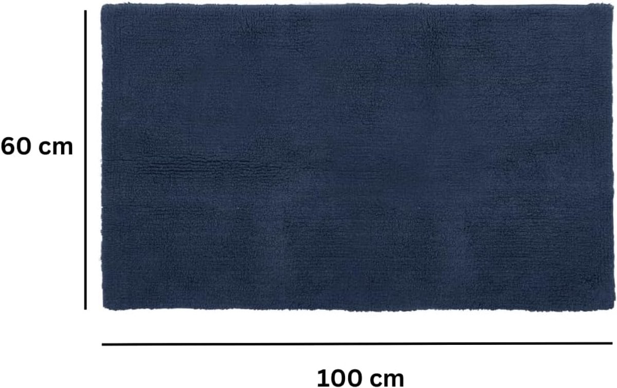 Tiseco Home Studio - Bath mat RIVA - - 100% cotton - non-slip - Rectangle - 60x100cm - Blue signa - ShopVlot