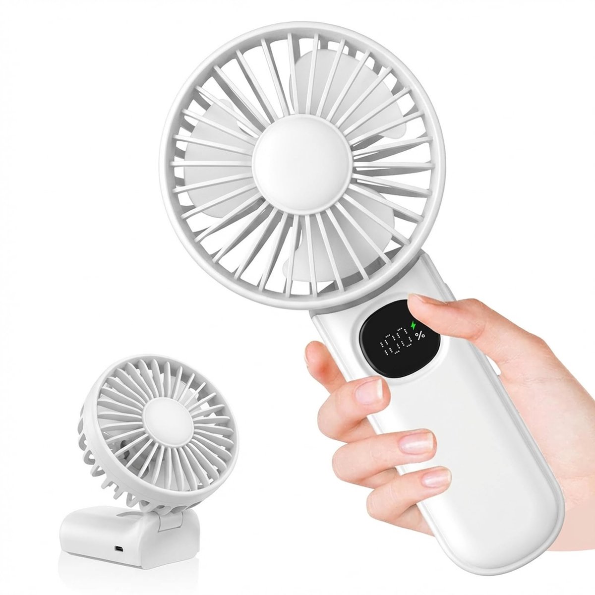 CNMTCCO Handventilator, mini-USB-ventilator, oplaadbaar, 5-10 uur looptijd, 5 windsnelheid, inklapbaar, stil, kleine - ShopVlot