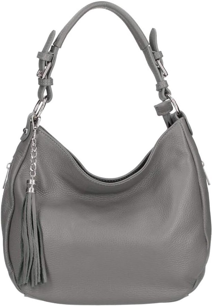 Toscana women's genuine leather shoulder bag, made in Italy, Grey - ShopVlot
