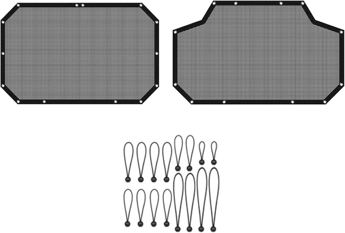 Mesh Roof Sunshade Top Cover Compatible with Jeep Wrangler JK JKU 2007-2018 4 Door,UV Protection & Heat Reduction,Black - ShopVlot
