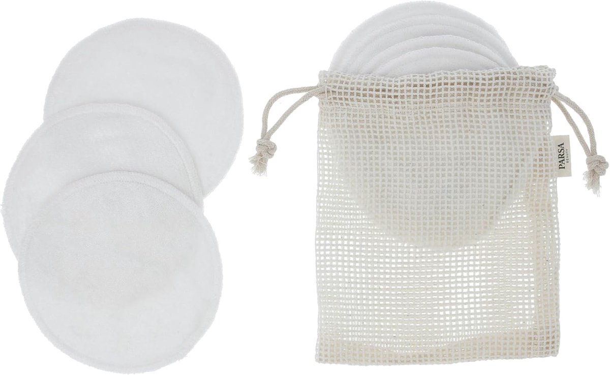 7 washable cleaning pads plus 100% viscose storage bag made of bamboo fibres for soft, deep and durable facial care - ShopVlot