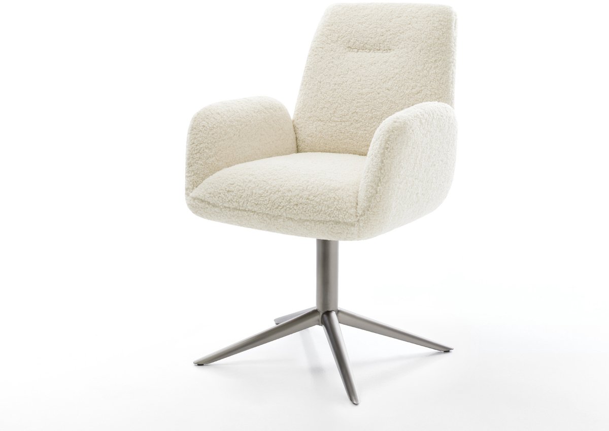 Eetkamerstoel Zoa-Flex kruispoot grafiet teddy beige 360° draaibaar rocker-functie pocketveer kern