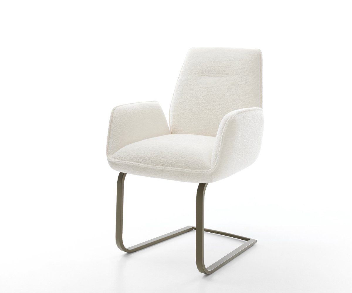 Sledestoel Zoa-Flex sledemodel vlak afwerking met titanium bouclé zacht beige pocketveer kern