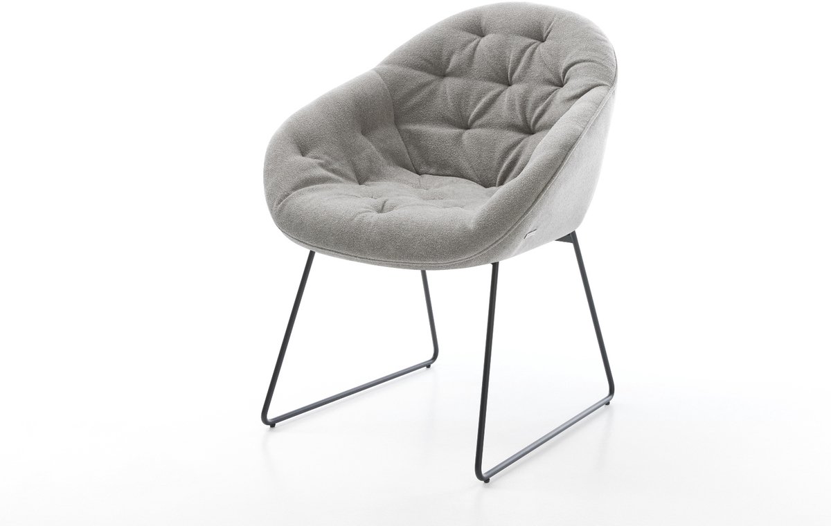 Gestoffeerde-stoel Gaio-Flex slipframe zwart zachte stof met structuur grijs