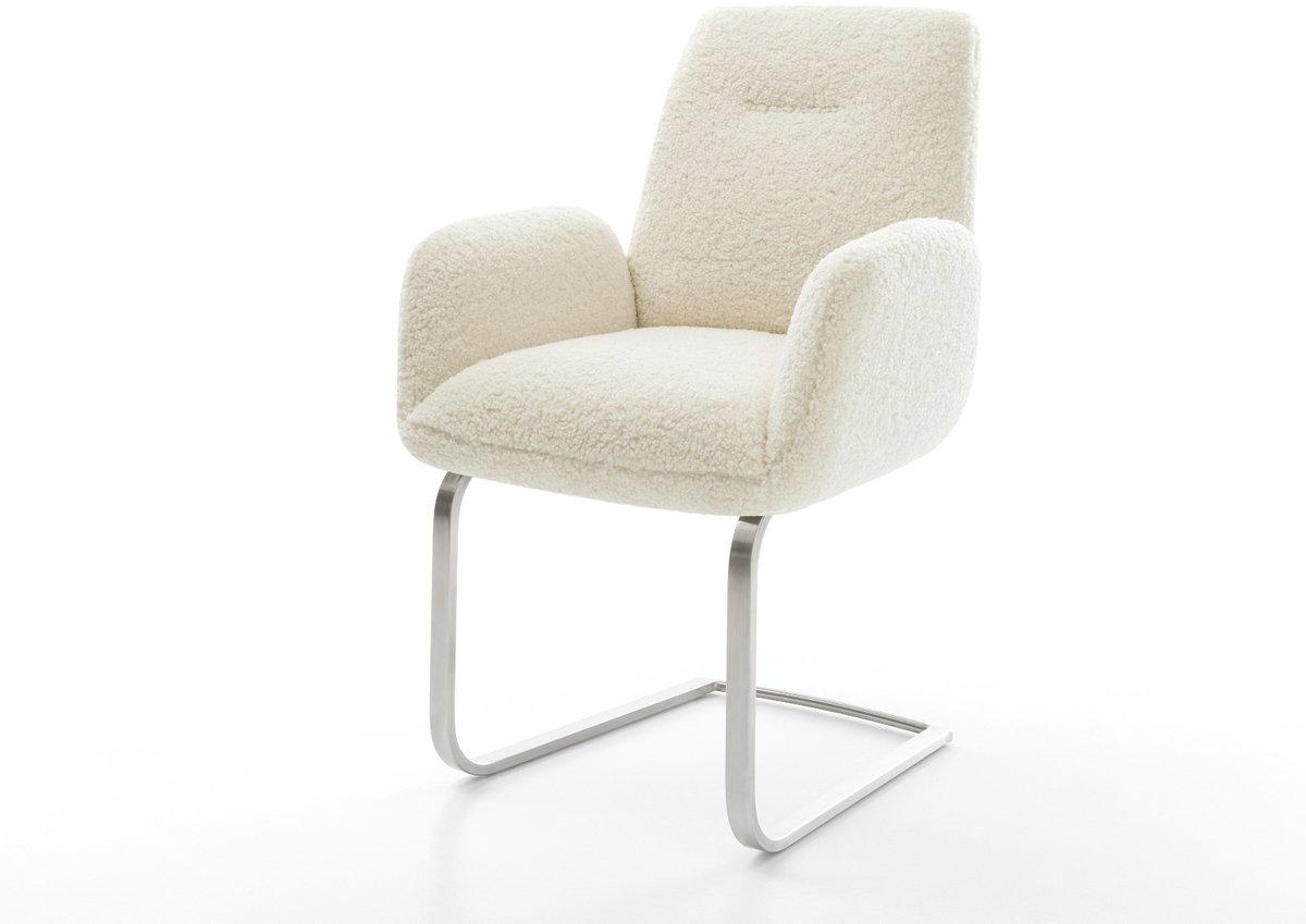 Sledestoel Zoa-Flex sledemodel vlak roestvrij staal teddy beige pocketveer kern