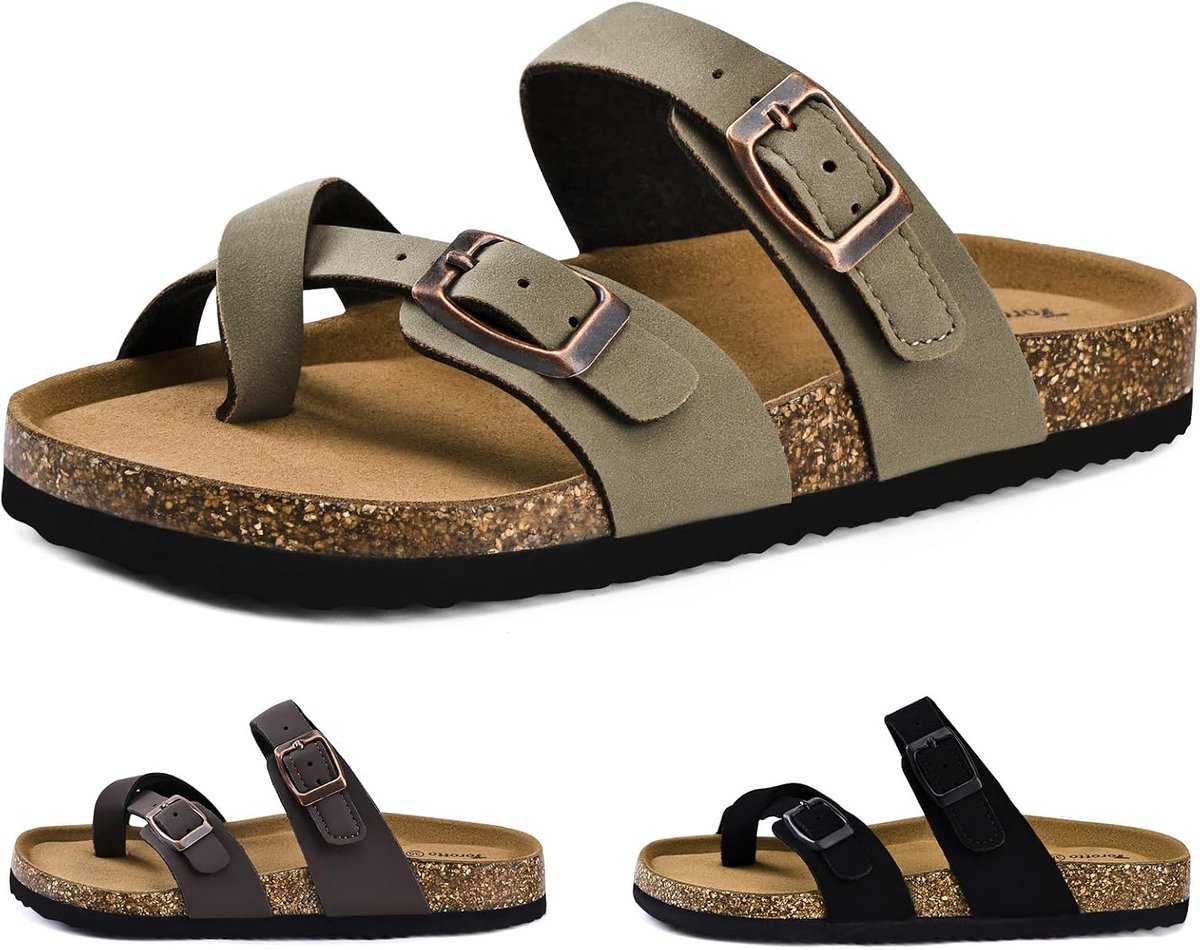 Kids Separate Toe Separate Toe Cork Sandals for Boys and Girls Adjustable Buckle Non-slip Suitable For Indoor And - ShopVlot