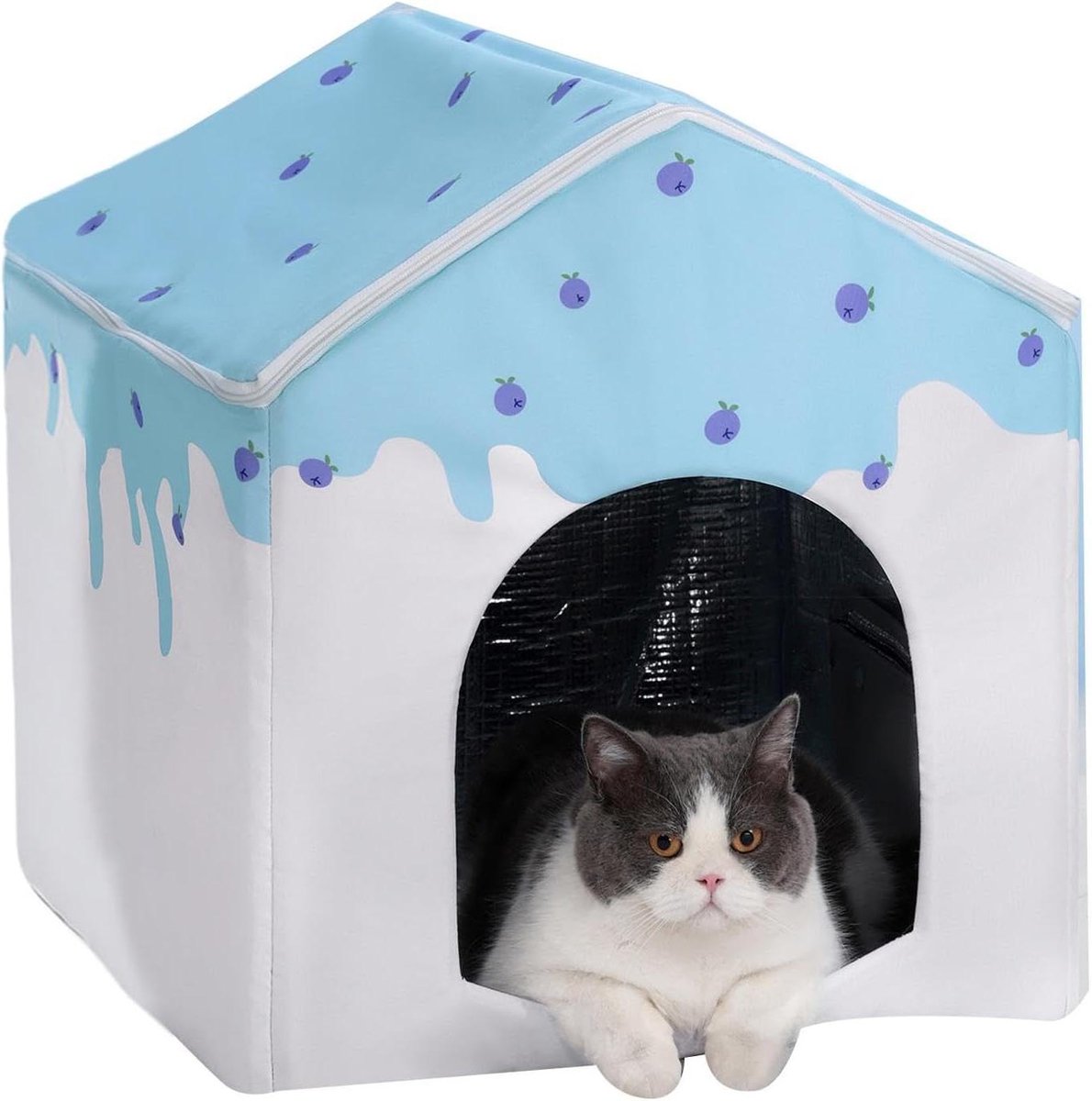 Geïsoleerd Kattenhuis - Koelhuis Huisdier - Zomerse Rustplek - Inclusief Koelelementen - 40x50x52 cm - Grijs