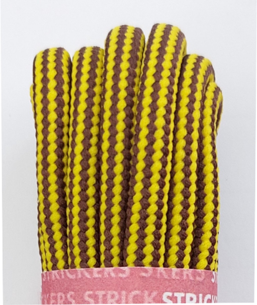 Strickers Veter - Bruin/Geel - Extra Dik Rond - Lengte 150 cm - Dikte 5 mm - Bergschoen - Wandelschoen - Schoenveter